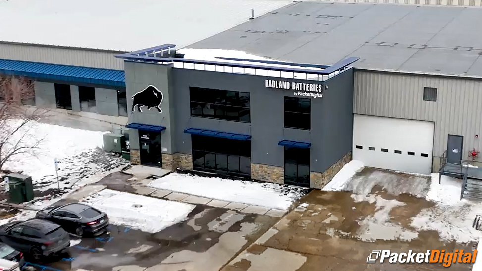 An aerial image of the Badland Batteries facility in Fargo, N.D. This facility will location of Packet Digital's battery cell manufacturing.