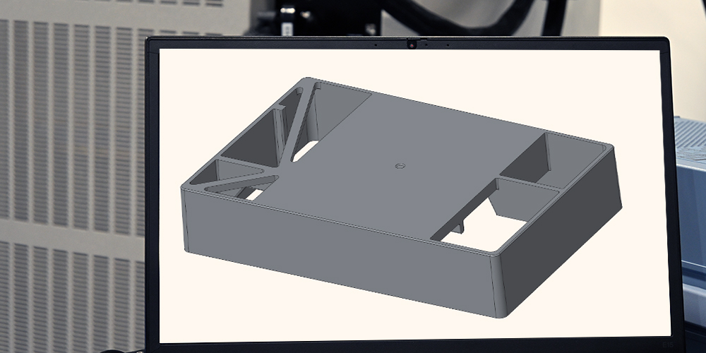 A custom component design on a computer monitor.