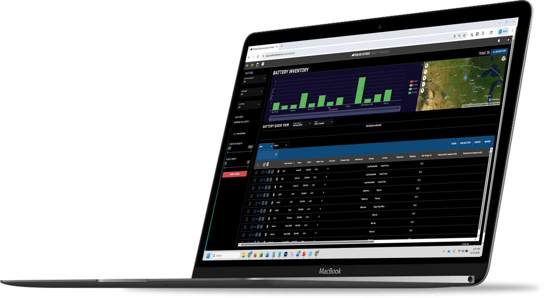 A laptop with software visuals on screen