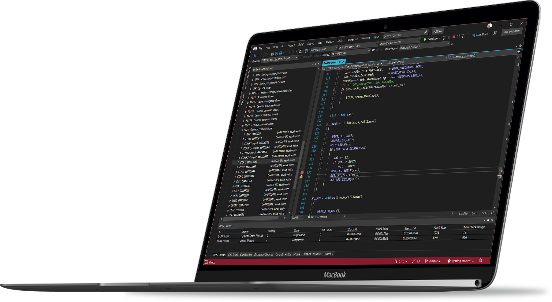 A laptop with software visuals on screen